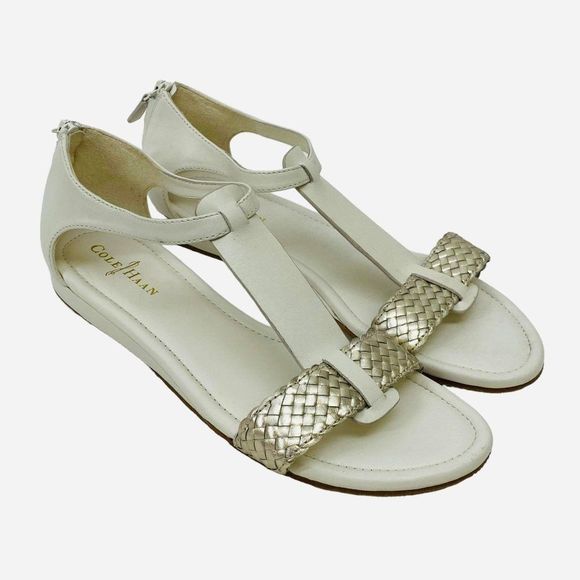 Cole Haan White and Gold Sandals - Picture 1 of 9